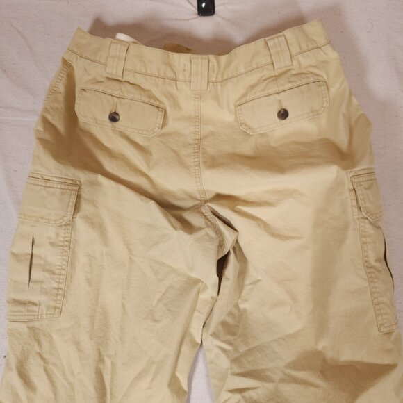 LL Bean Cargo Pants Mens 35x32 (~32x28.5) 100% Cotton Light Yellow RUNS SMALL - Picture 12 of 15